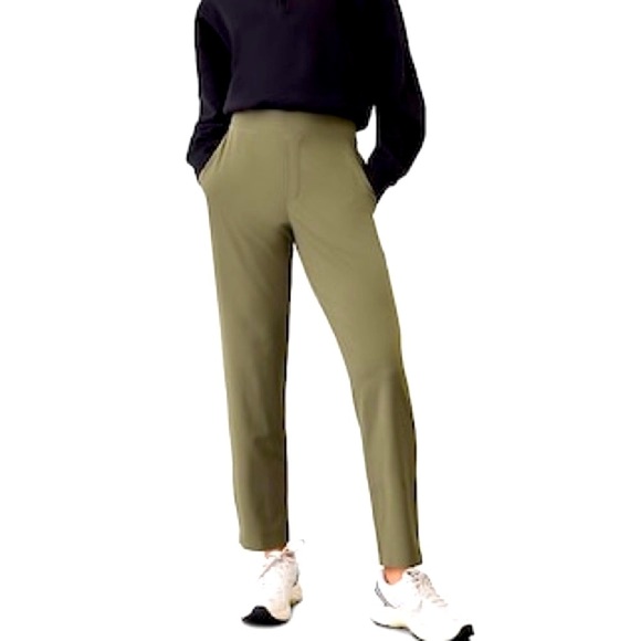 Athleta Pants - Athleta Brooklyn Mid Rise Ankle Pant Moss Olive Green Ribbed Textured, size 8